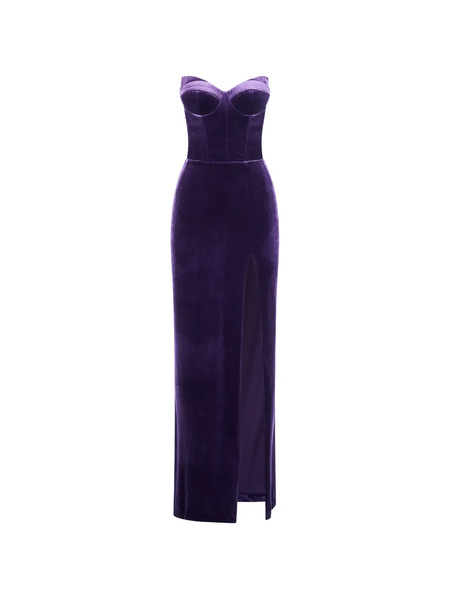  Imroska Imroska 24 Split Strapless Maxi Dress - Purple 