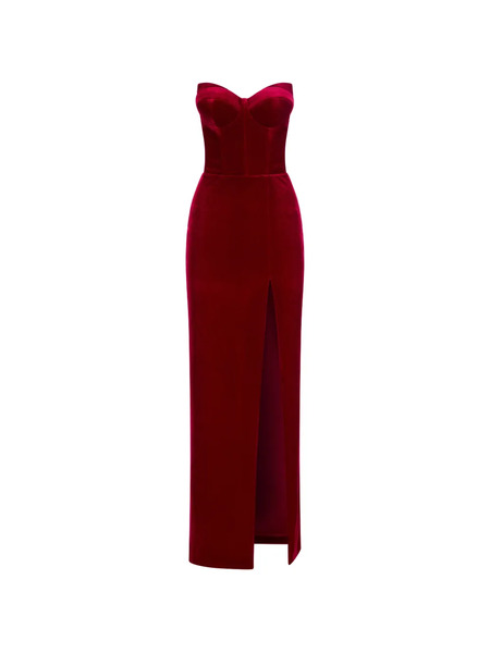  Imroska Imroska 24 Strapless Slit Maxi Dress - Red 