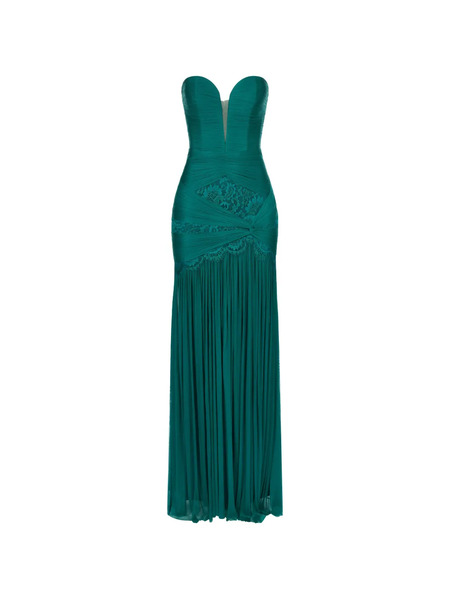  Imroska The Emerald Forest Lace-detail Strapless Maxi Dress - Green 