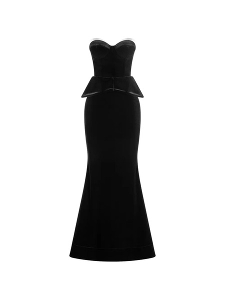  Imroska Imroska 23 Tuxedos Strapless Peplum Maxi Dress - Black 