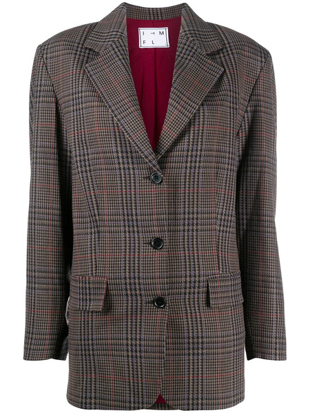  In The Mood For Love Plaid Single-breasted Blazer - Brown 