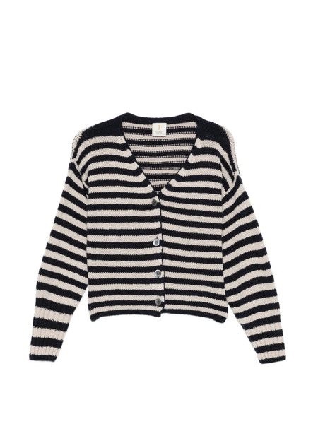  Incentive! Cashmere Striped Cardigan - Black 