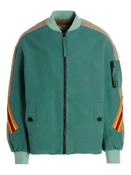  Incotex Red X Facetasm Contrasting-band Bomber Jacket - Green 
