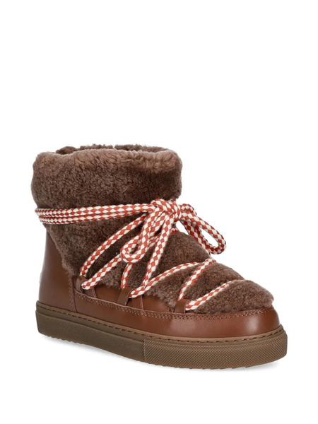  Inuikii Curly Lace-up Fur-panel Boots - Brown 