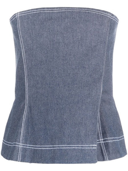  Ioana Ciolacu Contrasting-stitch Bustier Top - Blue 