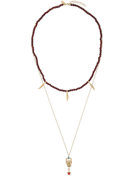  Iosselliani Puro Satyr Red Agate Double Necklace - Metallic 