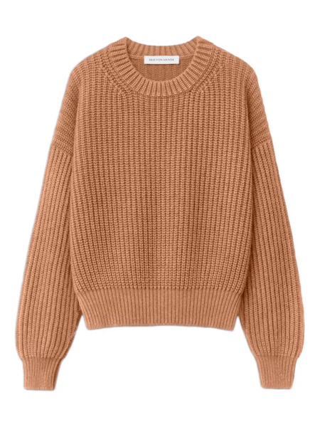  Iris Von Arnim Balloon-sleeve Knitted Sweater - Brown 