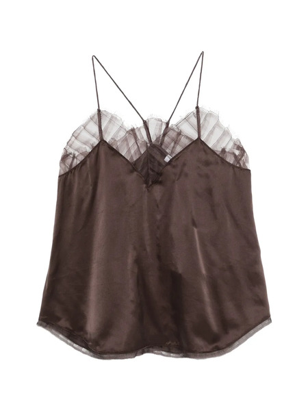  Iro Berwyn Lace Trim Spaghetti-strap Blouse - Brown 