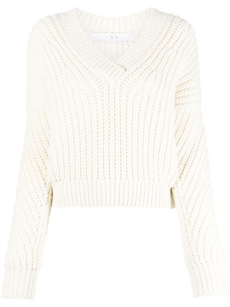  Iro Chunky-knit V-neck Jumper - White 