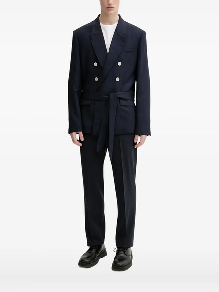  Iro Double-breasted Belted Blazer - Blue 