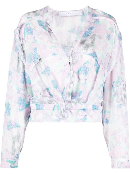  Iro Floral-print V-neck Blouse - Pink 