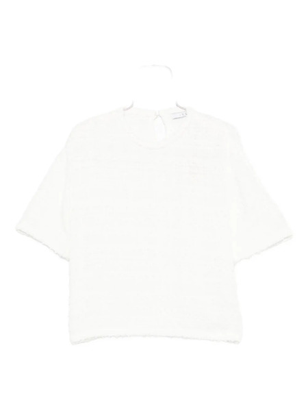  Iro Frayed-edge Tweed T-shirt - White 
