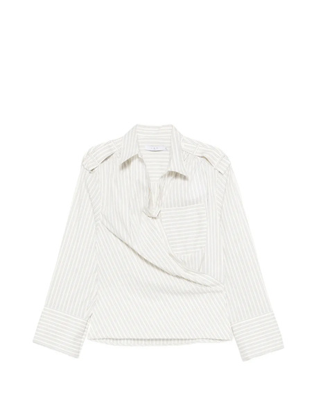  Iro Lace Striped Pocket Shirt - Neutrals 