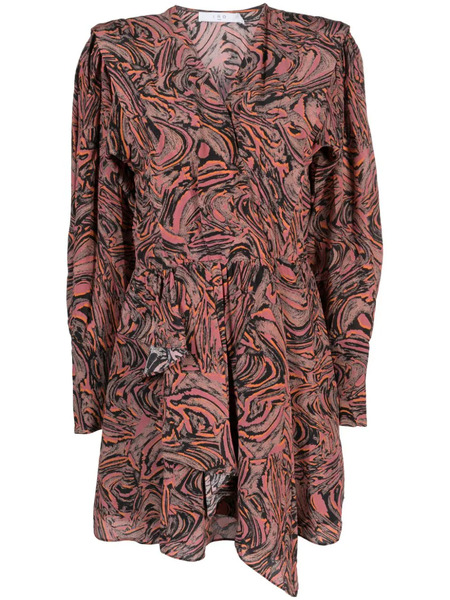  Iro Masca Swirl-print Silk Minidress - Orange 