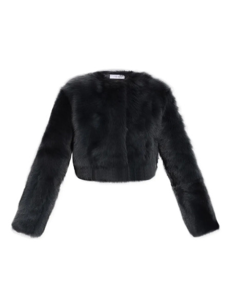  Iro Sheepskin Cropped Jacket - Black 