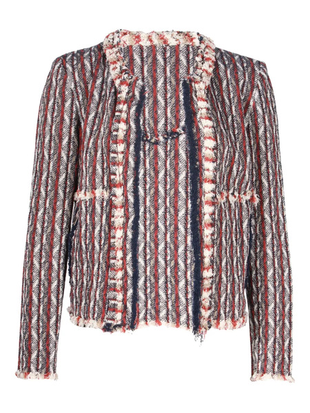  Iro Tweed-pattern Fringed Jacket - White 
