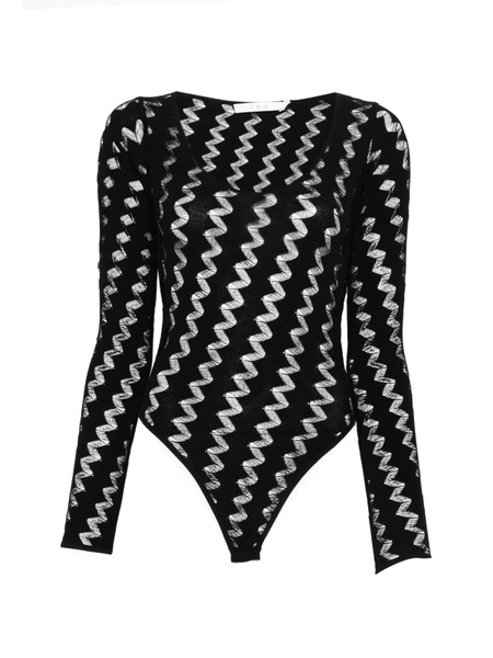  Iro Zig Zag Long Sleeve Bodysuit - Black 