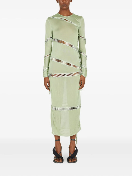 Isa Boulder Braided-panel Midi Dress - Green 
