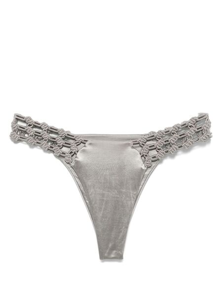  Isa Boulder Floral-macrame Bikini Bottoms - Grey 