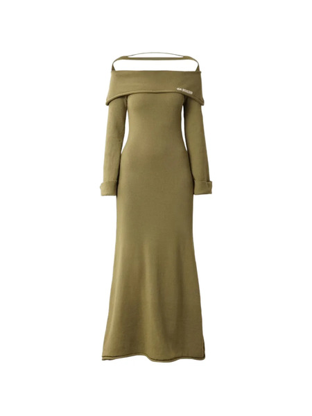  Isa Boulder Off-shoulder Long-sleeve Maxi Dress - Green 