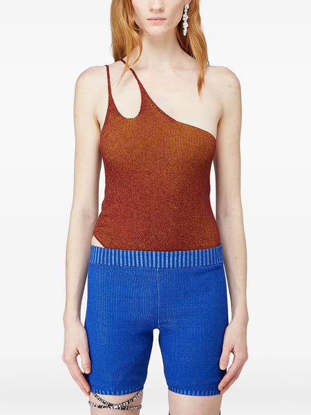  Isa Boulder One-shoulder Ribbed Tank Top - Brown 