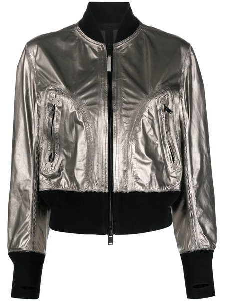  Isaac Sellam Experience Metallic Leather Bomber Jacket - Silver 