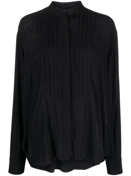 Isabel Marant Amel Pleated Crepe Blouse - Black 