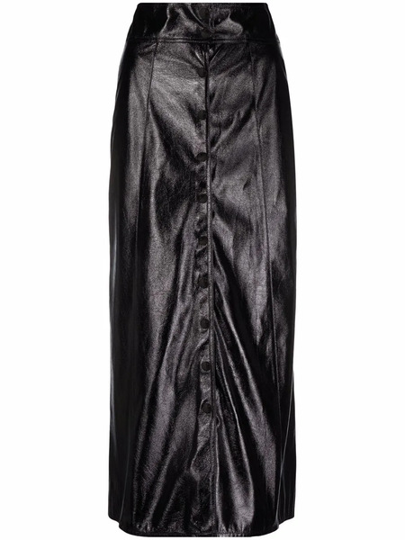  Isabel Marant Baxomili Faux Leather Midi Skirt - Black 