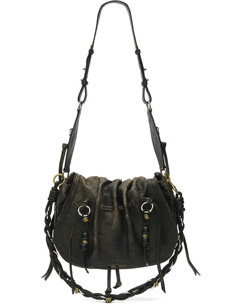  Isabel Marant Bolton Drawstring Leather Shoulder Bag - Black 