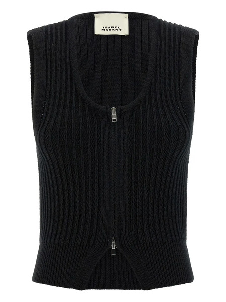  Isabel Marant Devima Ribbed Zip Vest - Black 