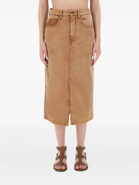  Isabel Marant Front-slit Denim Skirt - Brown 