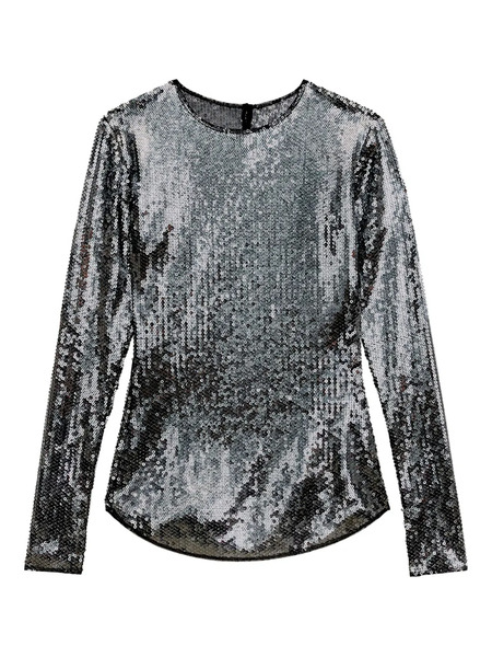  Isabel Marant Hilda Sequin Long-sleeve Top - Black 