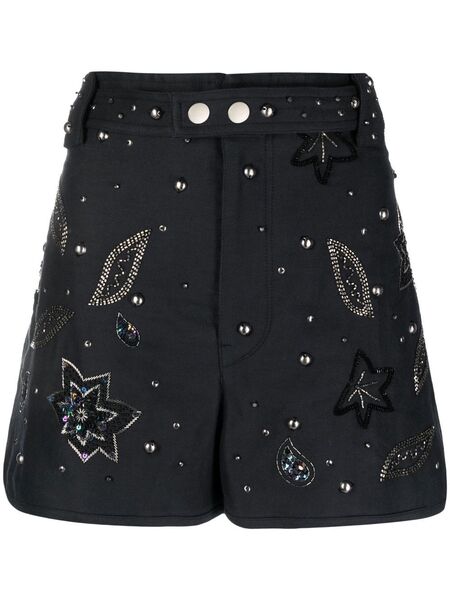  Isabel Marant Kayneliae Embroidered Shorts - Blue 