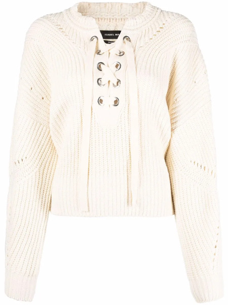  Isabel Marant Lace-up Ribbed-knit Jumper - Neutrals 