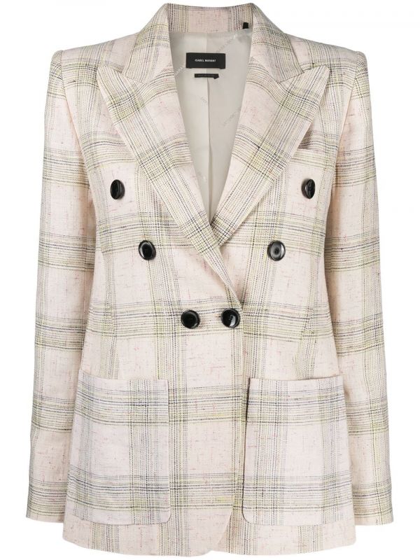  Isabel Marant Lenora Check-print Double-breasted Jacket - Neutrals 