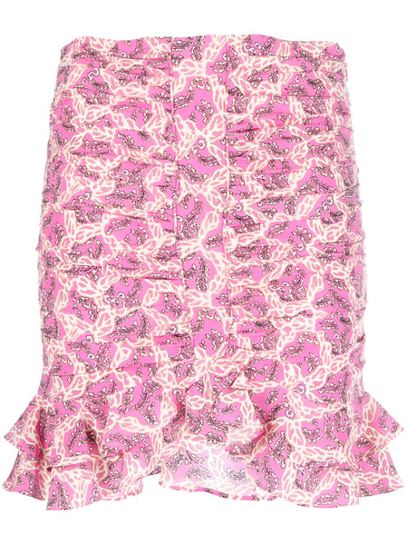  Isabel Marant Milendi Abstract-print Ruched Miniskirt - Pink 