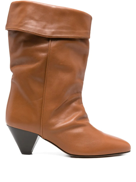  Isabel Marant 55mm Dalby Draped Leather Boots - Brown 