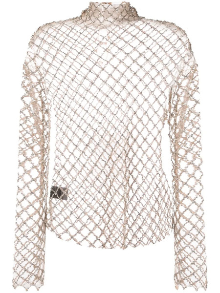  Isabel Marant Sheer Crystal-embellished Mesh Top - Neutrals 