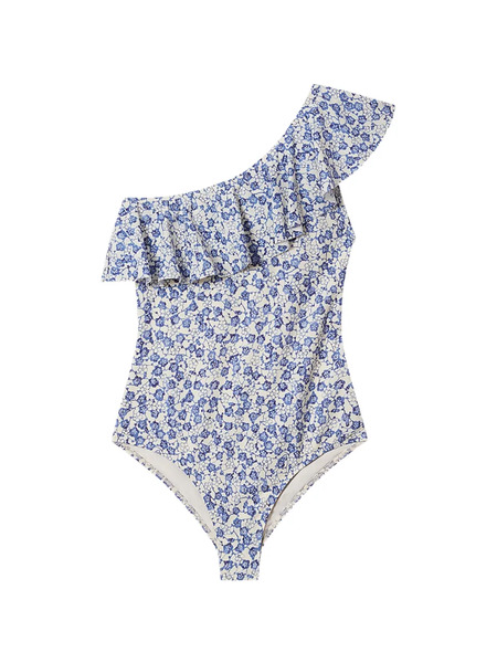 Isabel Marant Sicilya Ruffled Floral-print Swimsuit - Neutrals 