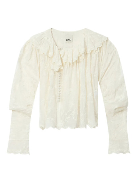 Isabel Marant X Zelly Ruffled Embroidered Top - Neutrals 