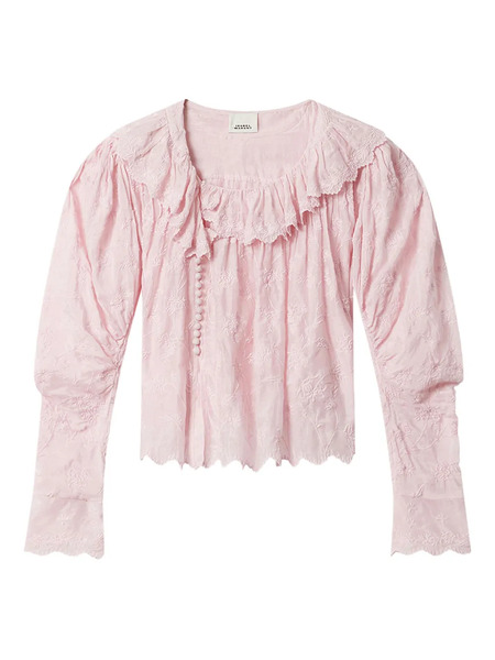  Isabel Marant Zelly Ruffled Embroidered Top - Pink 