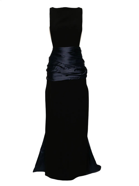  Isabel Sanchis Boatneck Sheer Sides Gown - Blue 