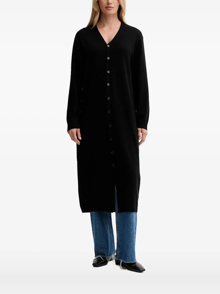 Isabelle Blanche Button-up V-neck Cardi-coat - Black 