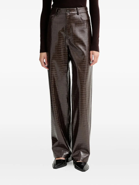  Isabelle Blanche Crocodile-embossed Trousers - Brown 
