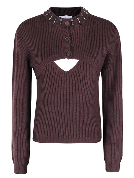  Isabelle Blanche Cut-out Embellished Sweater - Brown 