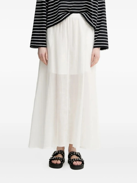  Isabelle Blanche Elastic-waist Flared Midi A-line Skirt - White 