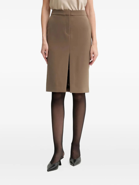  Isabelle Blanche Front-slit Midi Skirt - Brown 