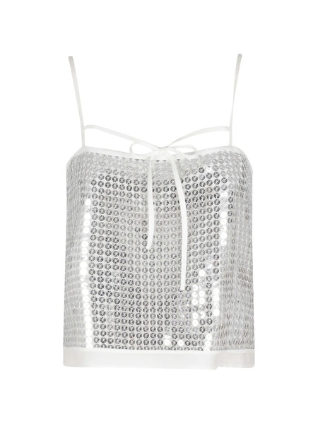  Isabelle Blanche Sequinned Self-tie Top - Silver 