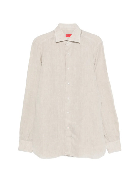  Isaia Buttoned Long-sleeve Shirt - Neutrals 