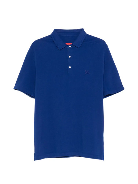  Isaia Embroidered Button Polo Shirt - Blue 